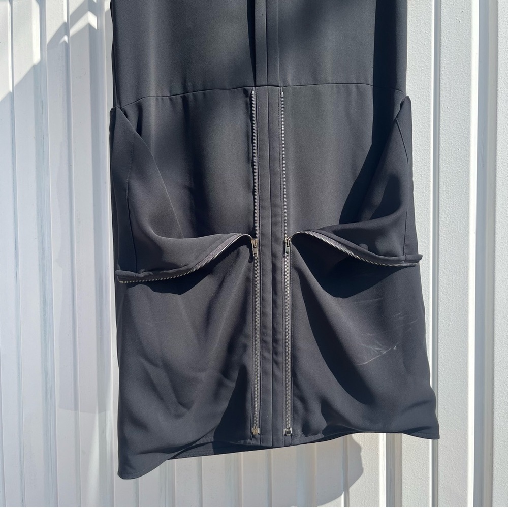 MAISON‎ MARTIN MARGIELA black short sleeve zip up pocket detail midi dress - Picture 7 of 12
